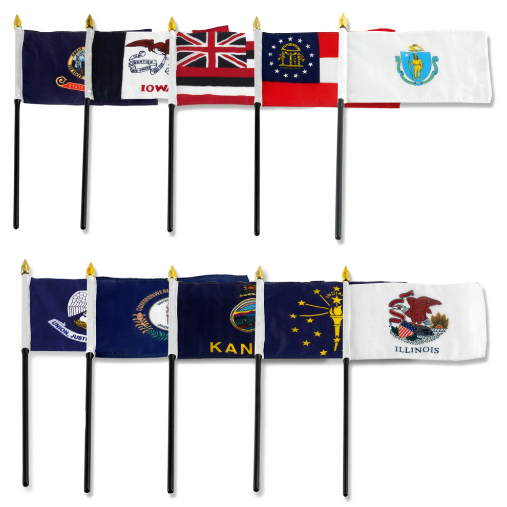 Various state flags from a set of fifty state flags