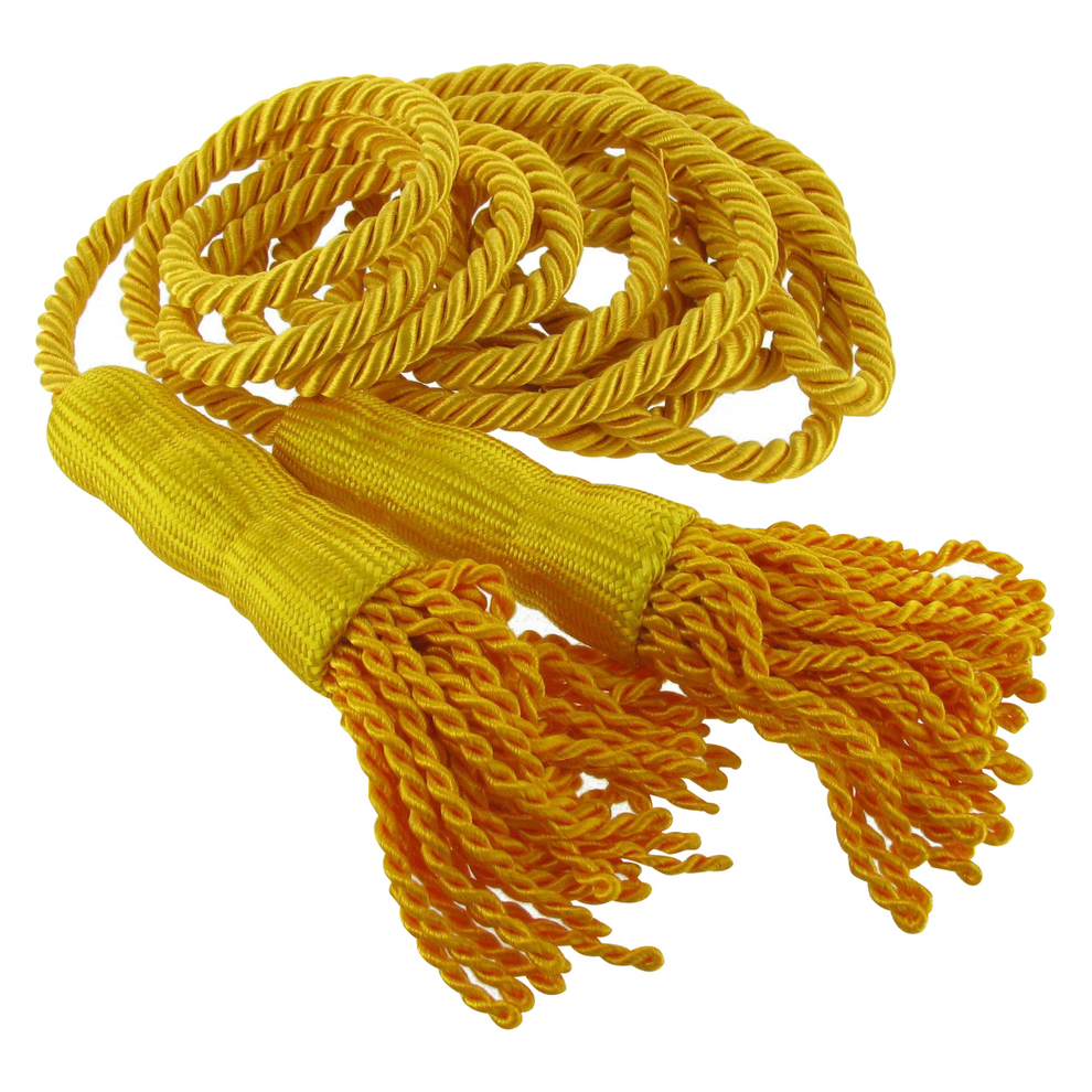 Gold colored tassel for indoor flag on a white background