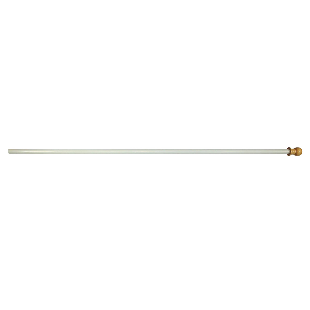 A flagpole with a wooden ball finial on a white background