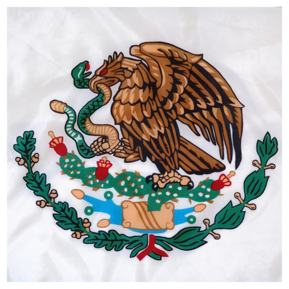 Close up of an eagle on a Mexican flag