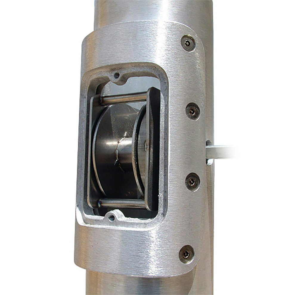 Close up of a flagpole internal halyard