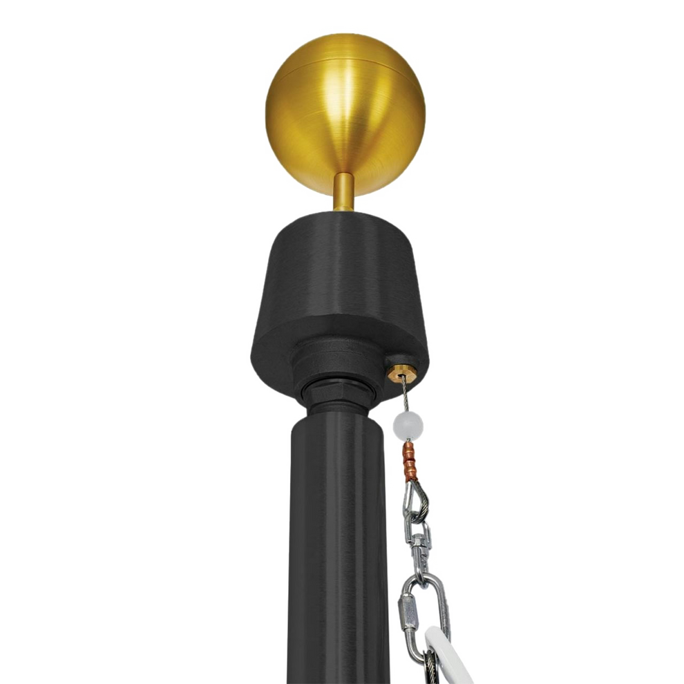 Flagpole pole with gold ball topper on a white background.