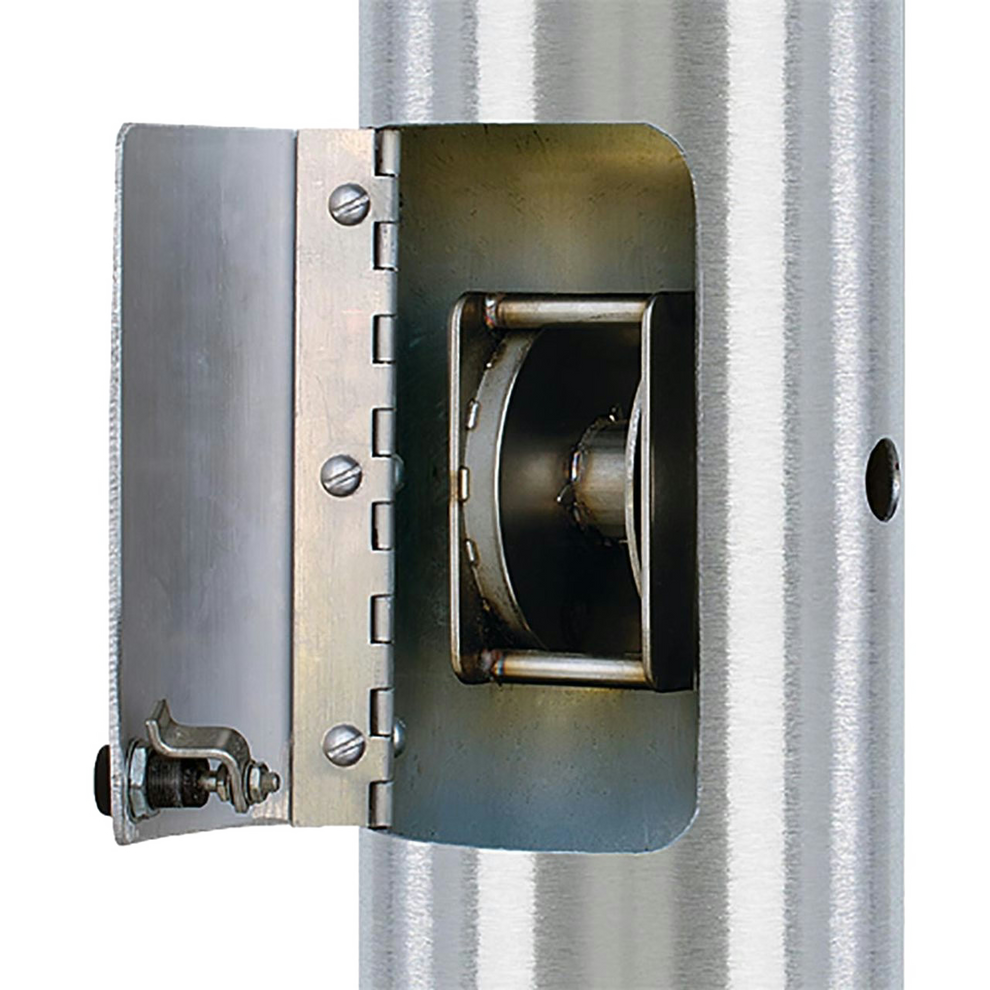 Close up of a flagpole internal halyard