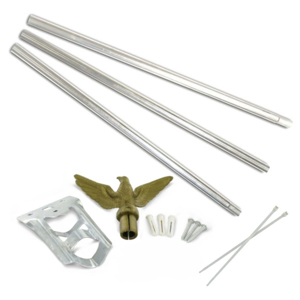 Outdoor wall mount flagpole kit components