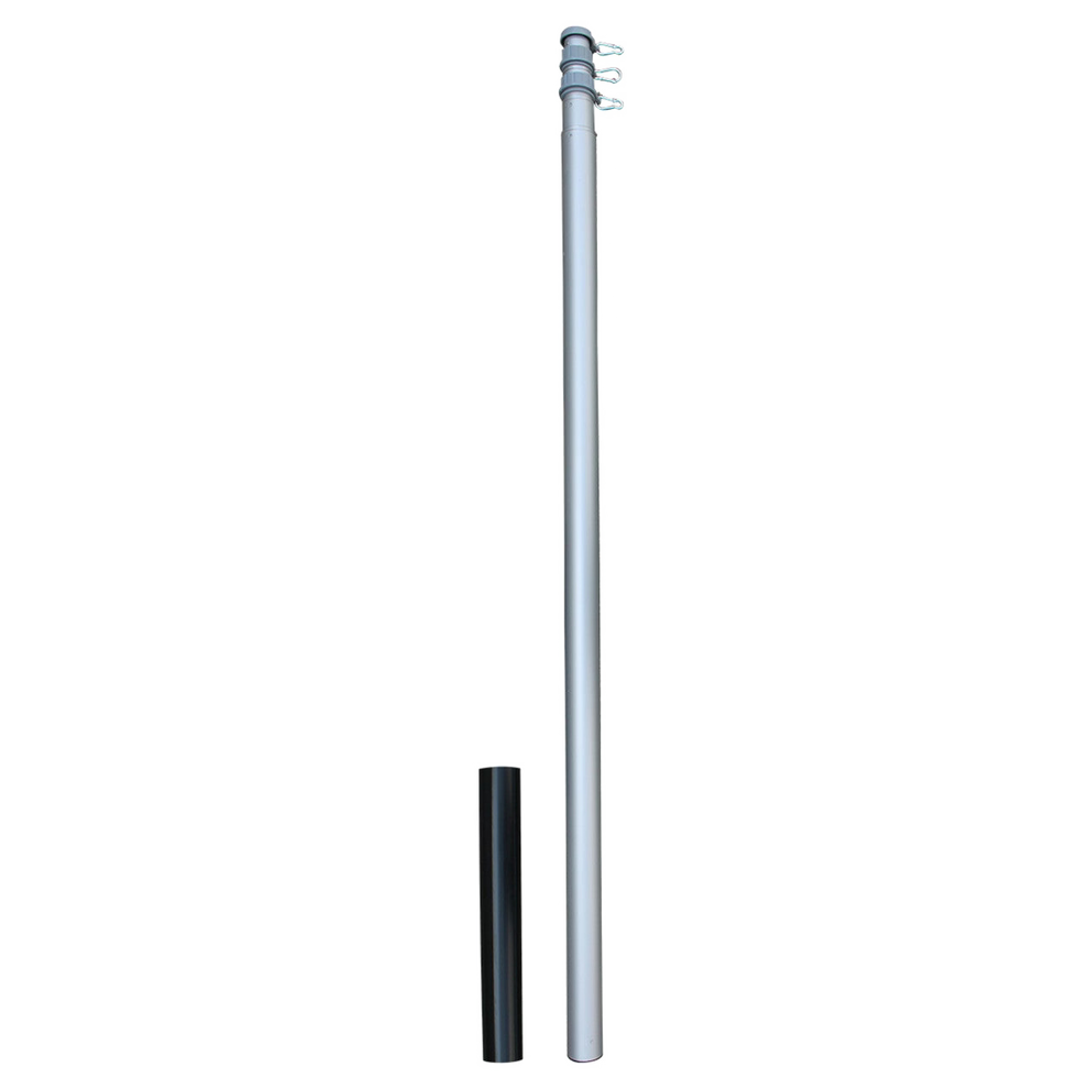 Metal pole with a black cap on a white background