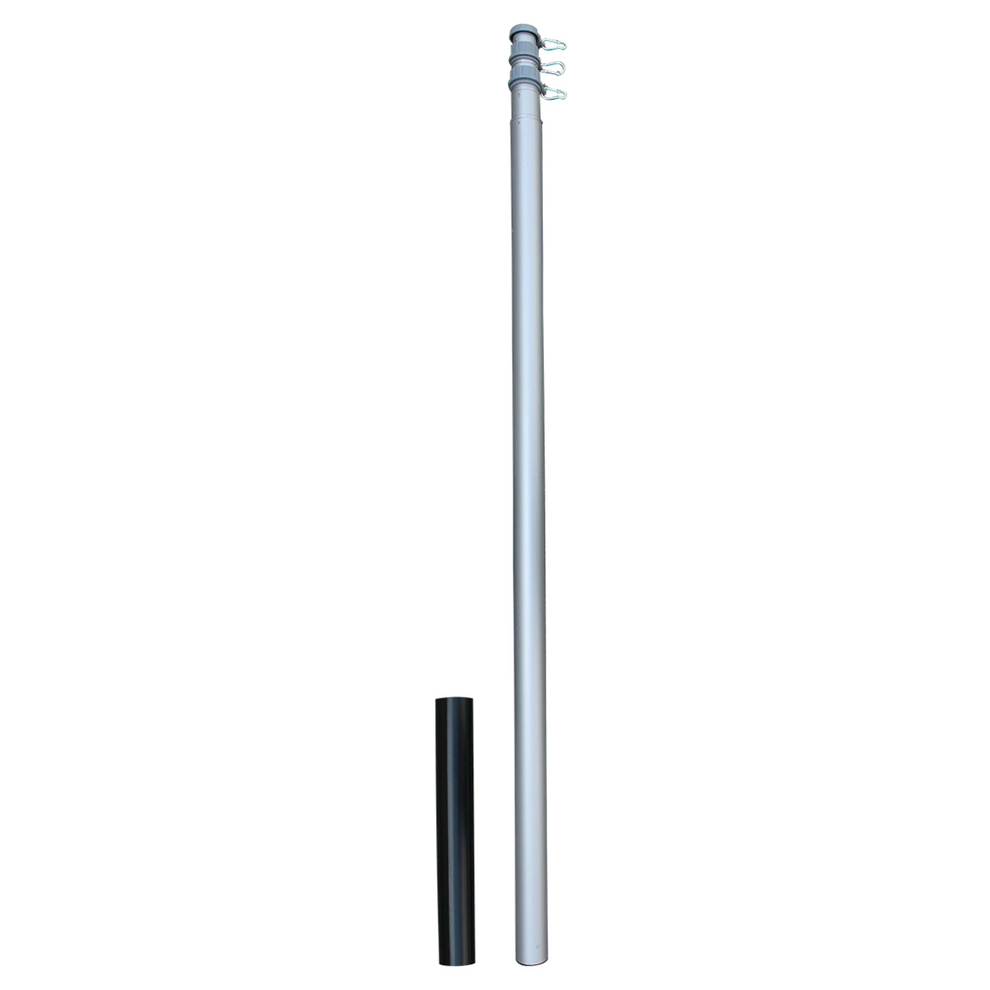 Metal pole with a black cap on a white background