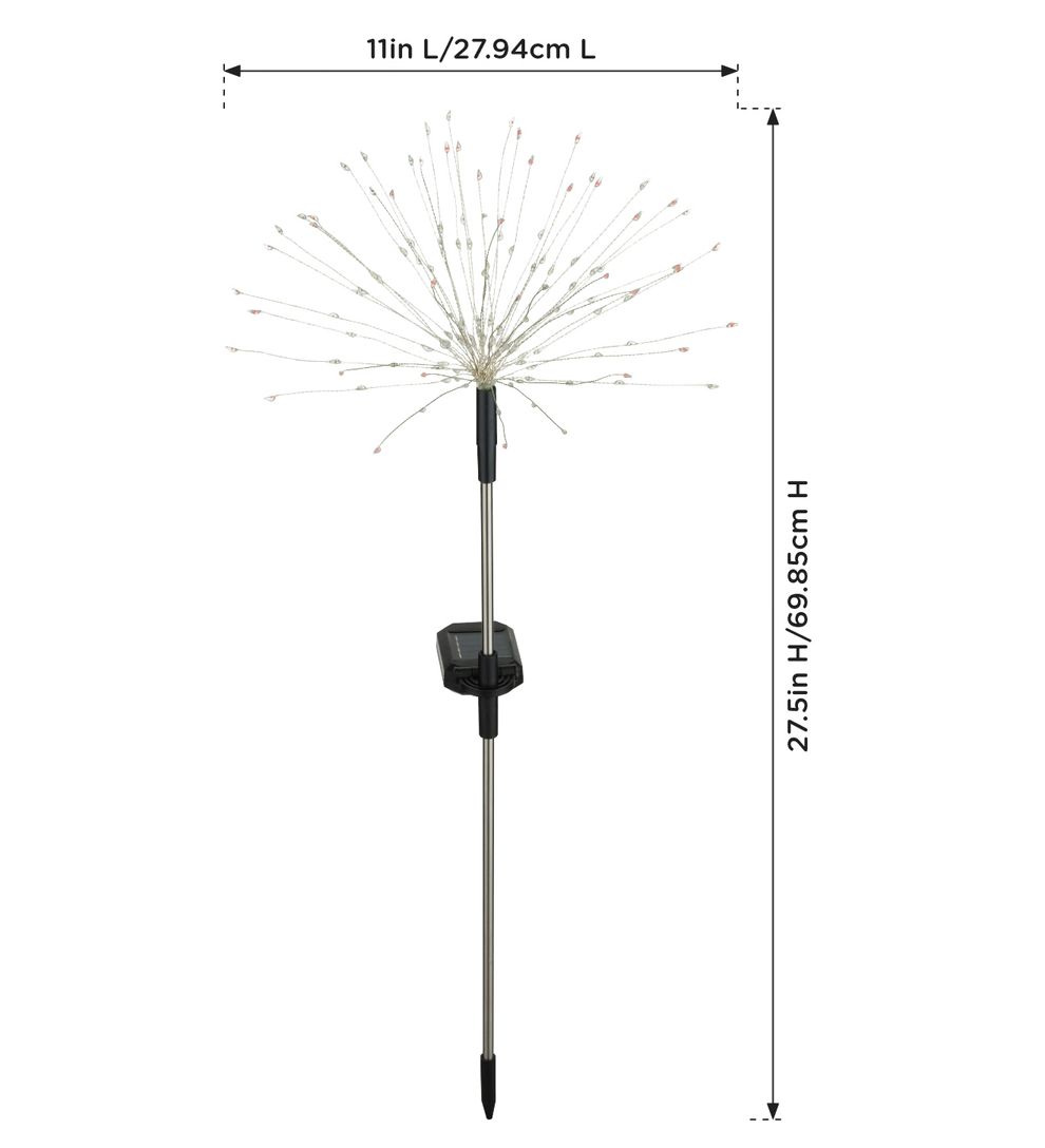 Measurement chart of a decorative sparkler with dimensions labeled.