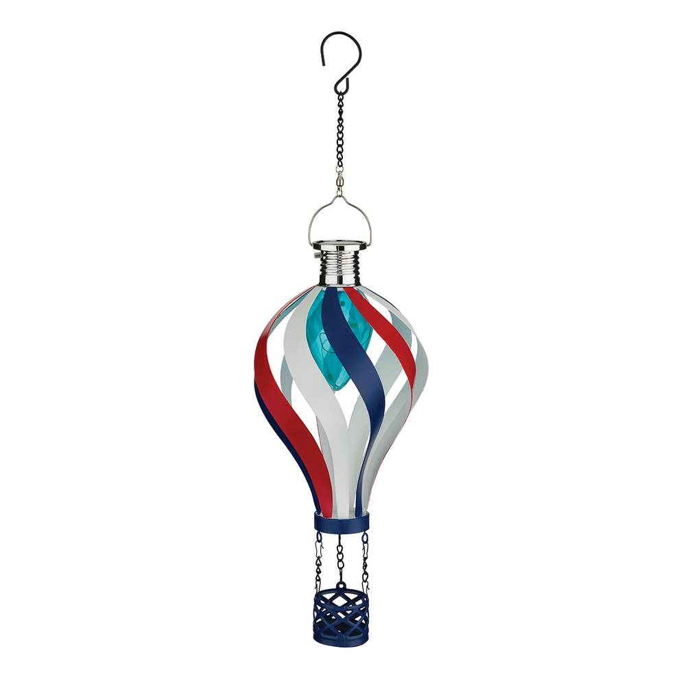 Decorative hanging lantern with colorful stripes on a white background