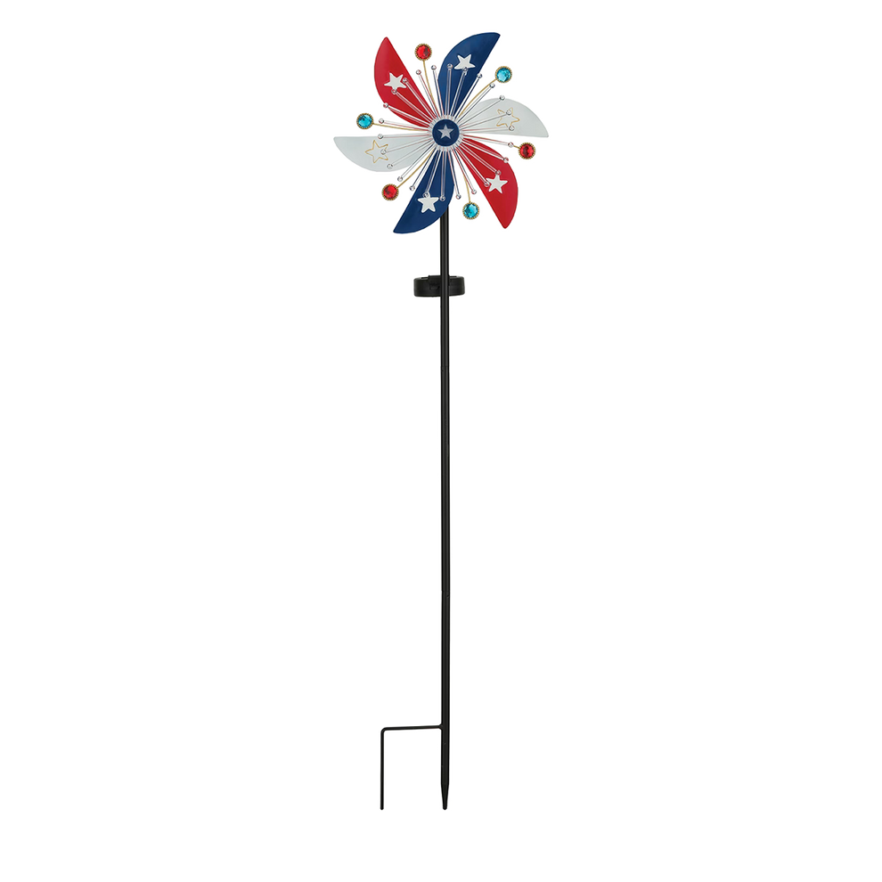 Decorative windmill with red, white, and blue colors on a white background
