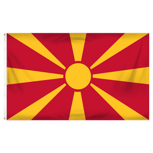Macedonian flag with red background and yellow star design