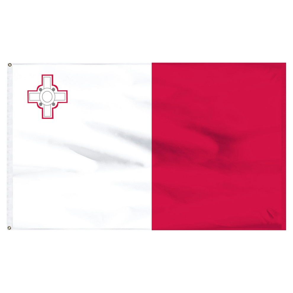 Malta flag with a red cross on a white background