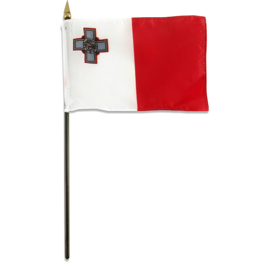 Red and white flag of Malta with a red outlined cross in upper left