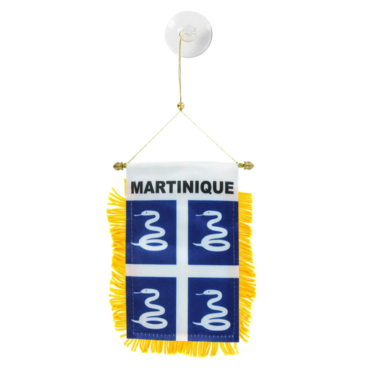 Decorative flag with 'Martinique' text and snake design on a white background