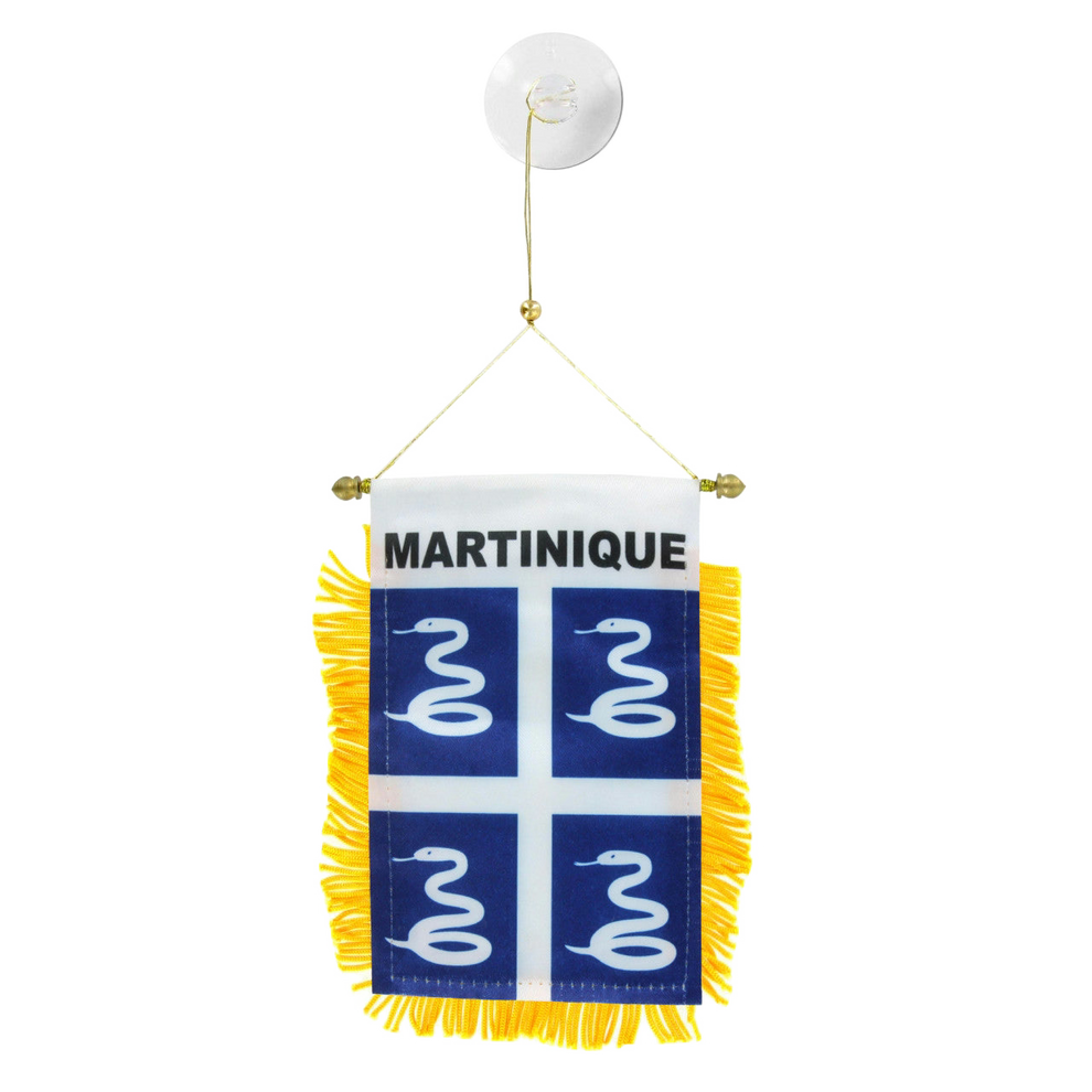 Decorative flag with 'Martinique' text and snake design on a white background