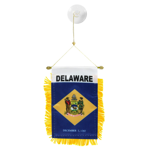 Delaware state flag hanging banner on a white background