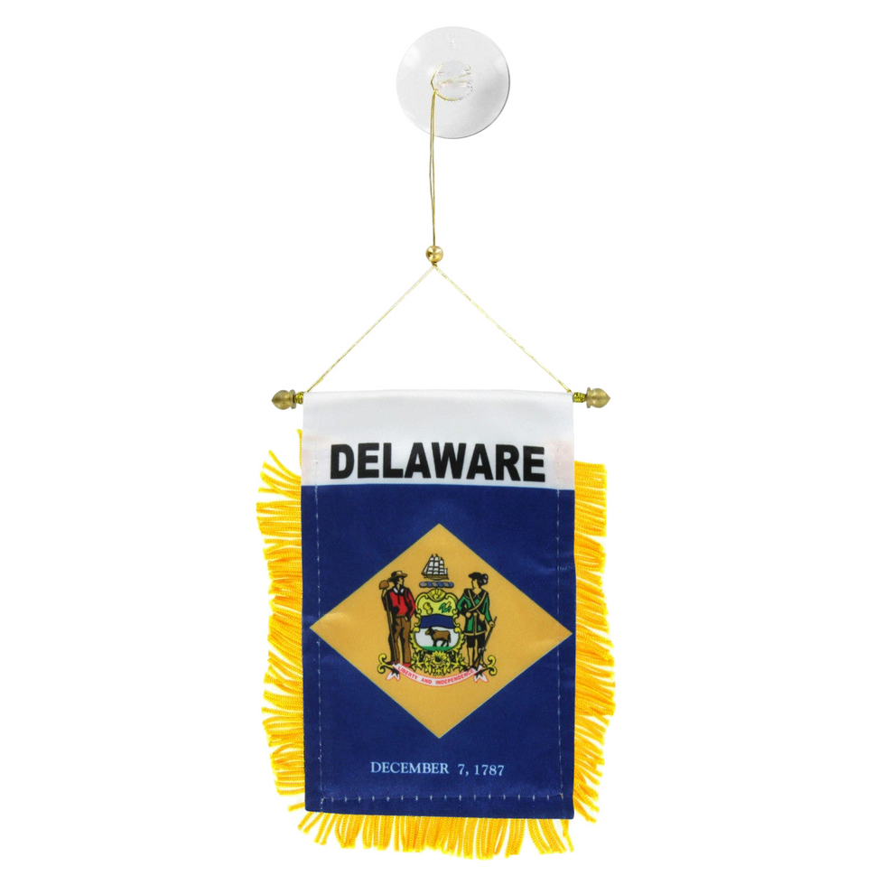 Delaware state flag hanging banner on a white background