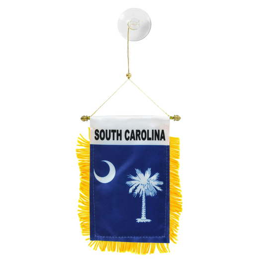 South Carolina state flag featuring the iconic white palmetto tree and white crescent moon design on a solid indigo blue background