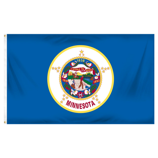 Flag of Minnesota with the state seal on a blue background