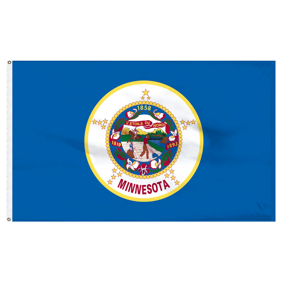 Minnesota state flag with blue background and colorful seal