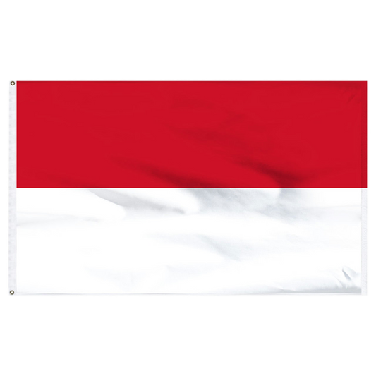 Monaco red and white flag with a visible brand logo.