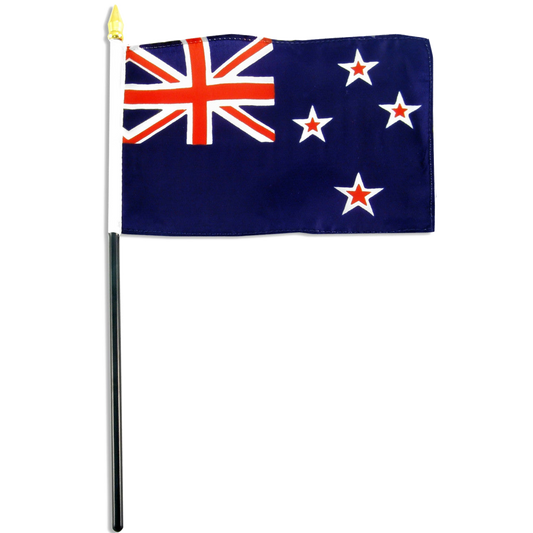 Blue flag of New Zealand with Union Jack and four red stars outlined in white