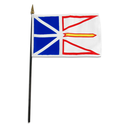 Newfoundland flag with blue, white, and red design on a white background