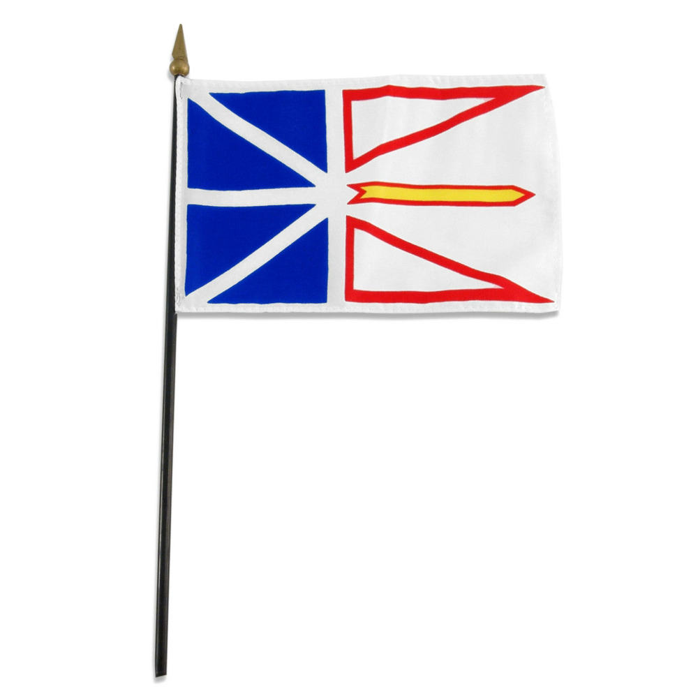 Newfoundland flag with blue, white, and red design on a white background