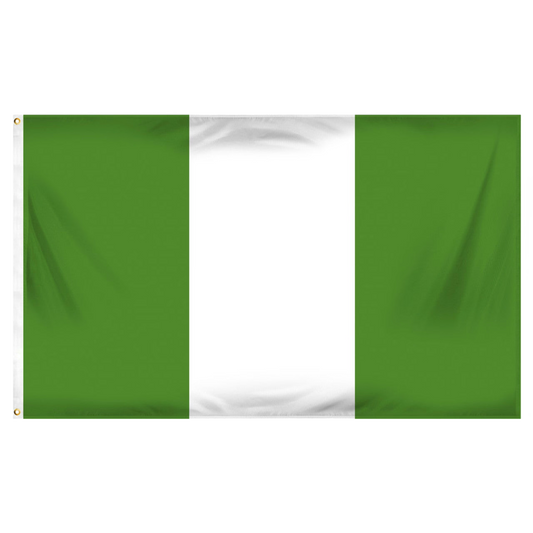 Nigerian green flag with white center on a white background