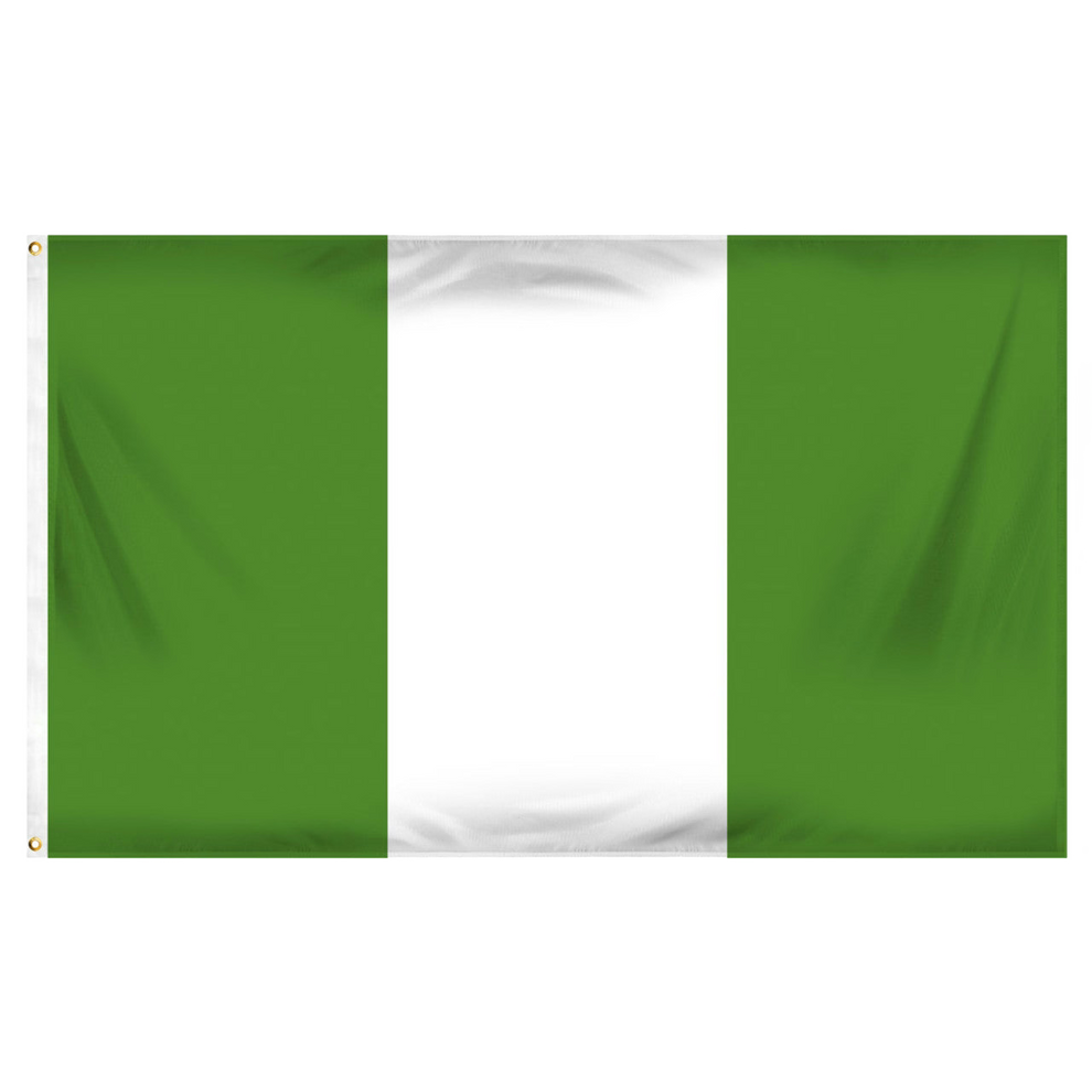 Nigerian green flag with white center on a white background
