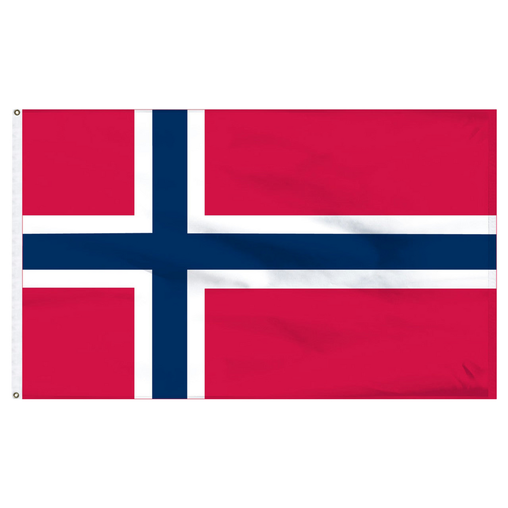 Flag of Norway with red, blue, and white colors on a white background