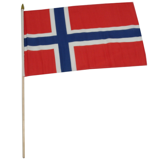 Flag of Norway with red, blue, and white colors on a white background