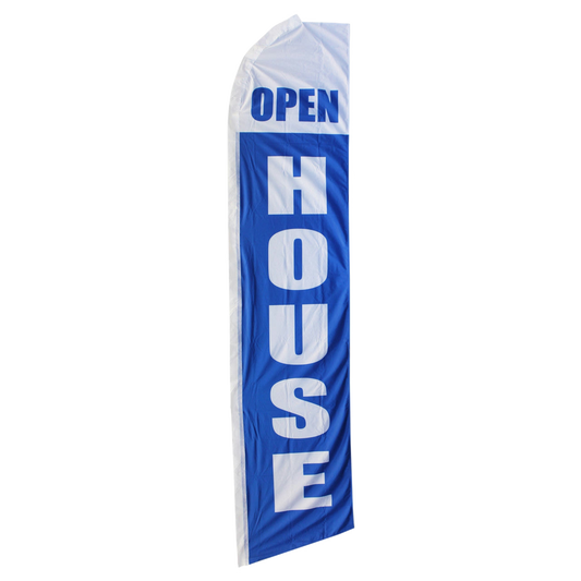 Open House Swooper Flag - White & Blue