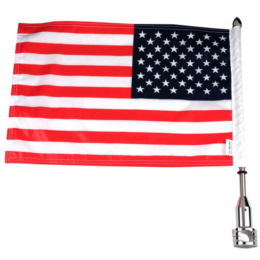 Stainless steel motorcycle flagpole and American flag
