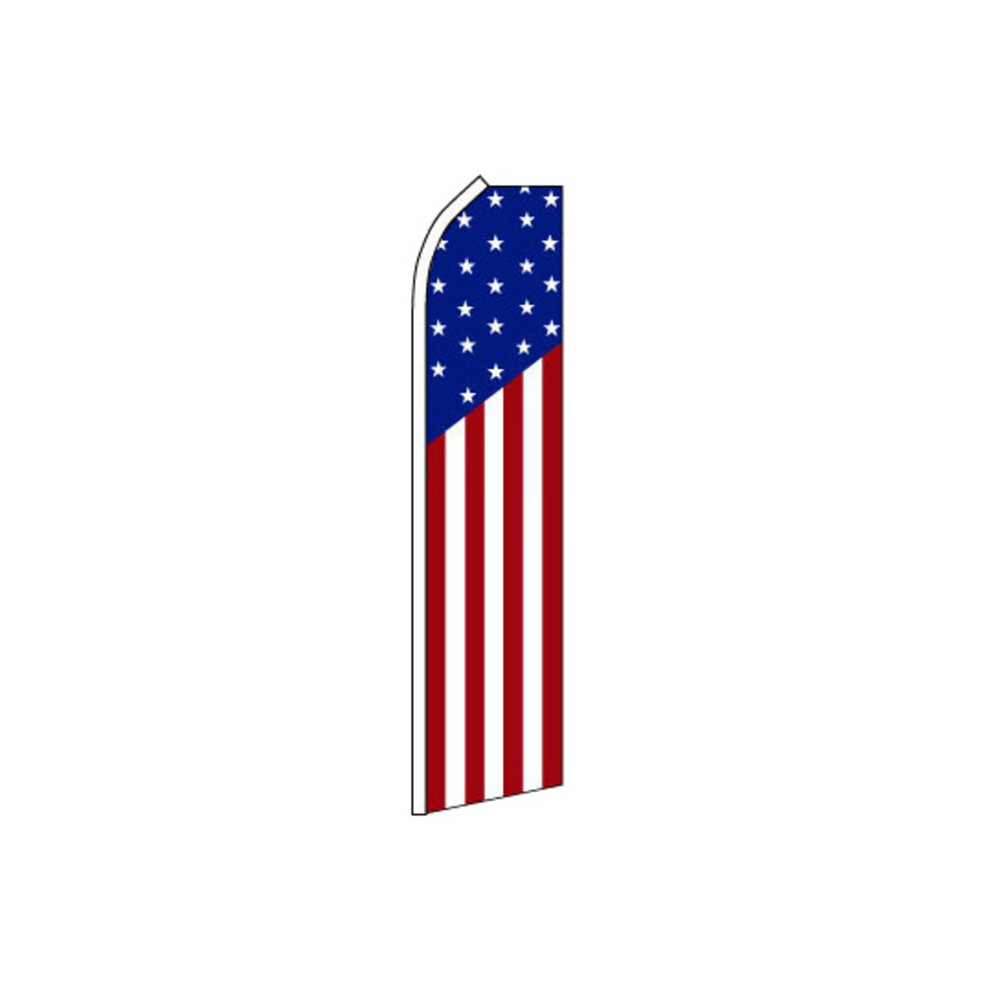 American flag-shaped banner on a white background