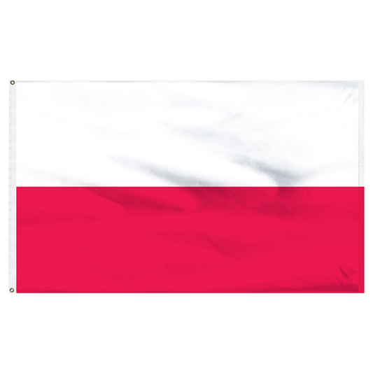Poland national flag with white and red horizontal stripes on a white background