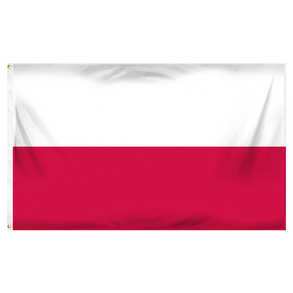 Poland national flag with white and red horizontal stripes on a white background