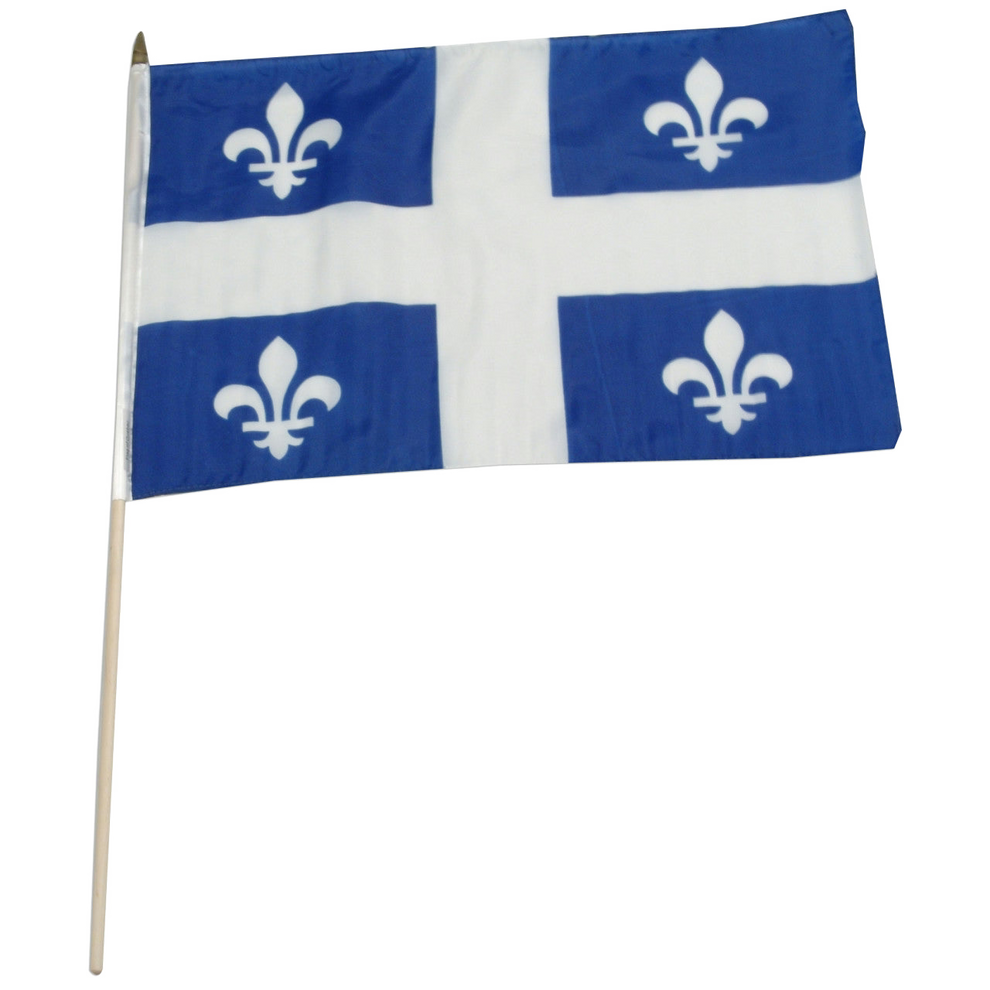 Flag of Quebec with blue and white cross on a white background