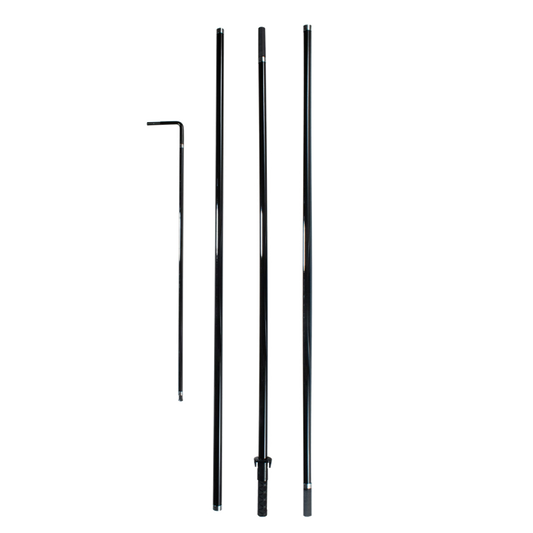 Set of black metal poles on a white background