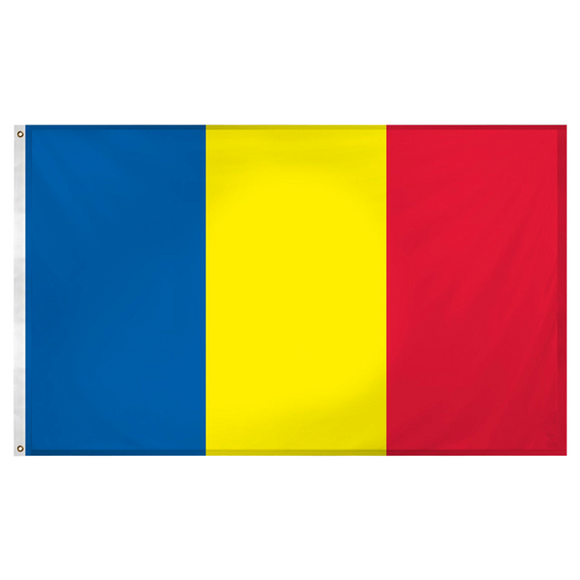 Romania flag with blue, white, and red