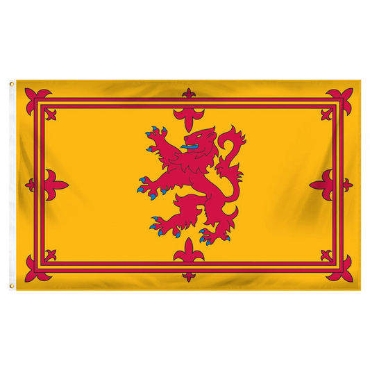 Scottish flag with a red lion emblem on a yellow background