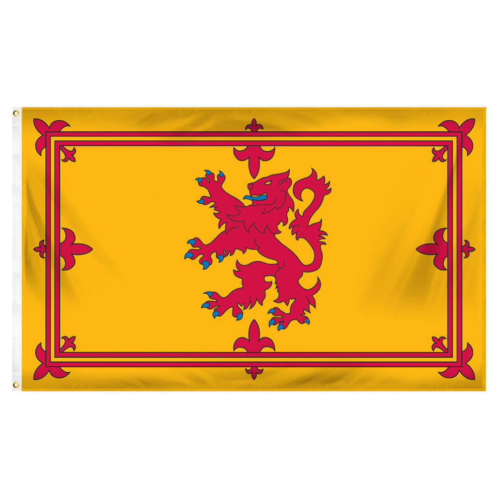 Scottish flag with a red lion emblem on a yellow background