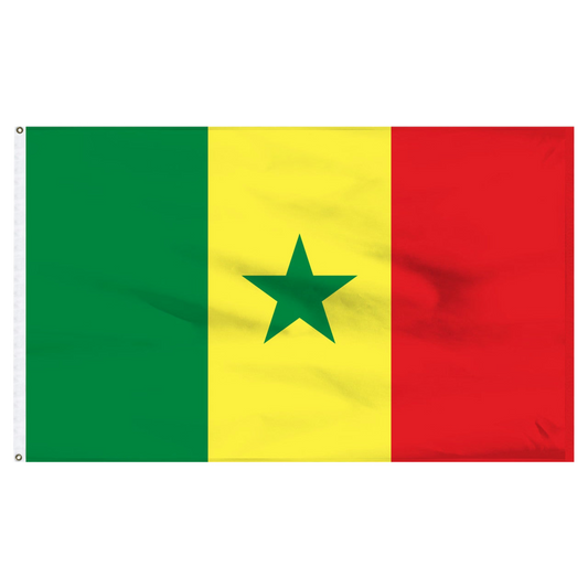 Flag of Senegal with green, yellow, and red colors and a green star in the center.