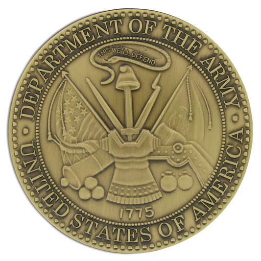 Bronze medal with 'Department of the Army, United States of America' text and emblem.