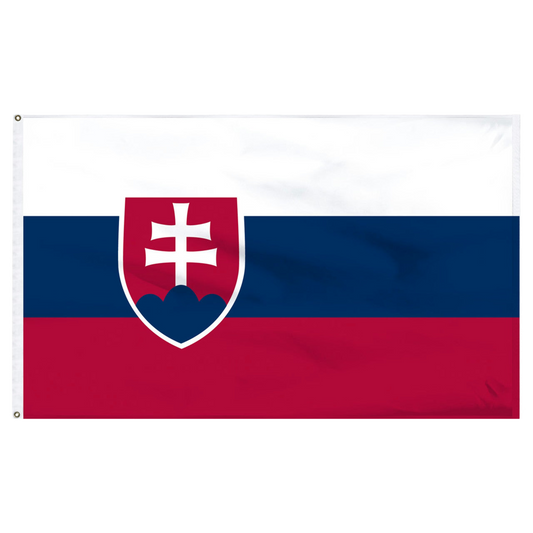 Flag of Slovakia with a white cross on a red and blue background