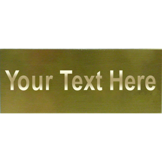 Gold engraved plate with placeholder "Your Text Here" text