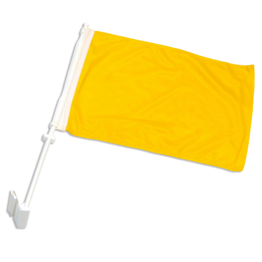 Yellow car flag on a white background