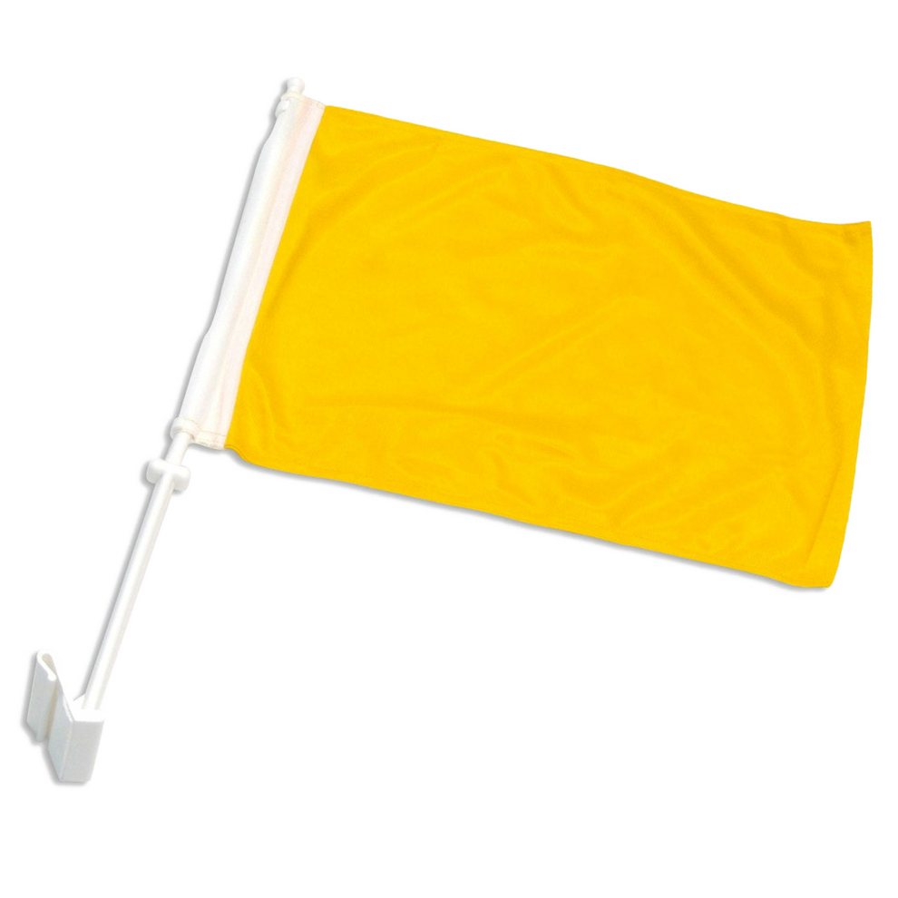 Yellow car flag on a white background