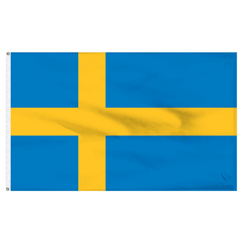 Flag with blue and yellow cross on a white background