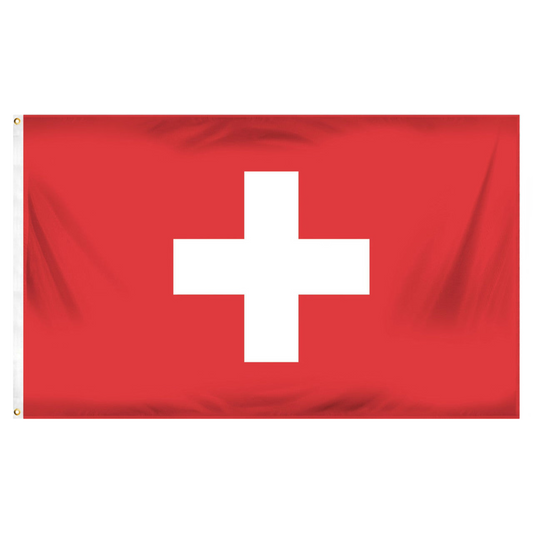 Swiss flag with a red background and a white cross in the center