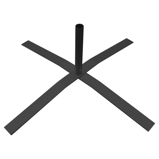 A black x stand for swooper flag on a white background